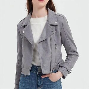 Ever new grey suede biker jacket size 2